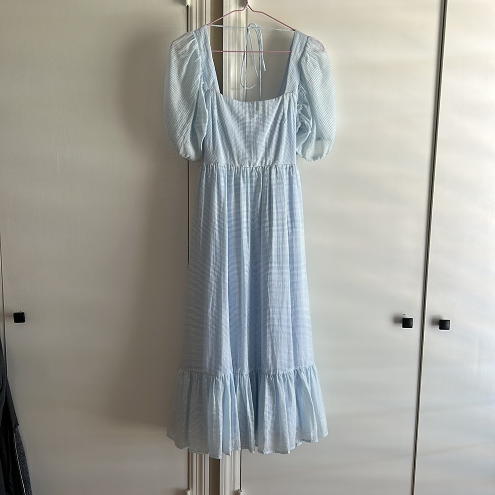 NWT Wayf tie back puff sleeve midi dress - Picture 3 of 7